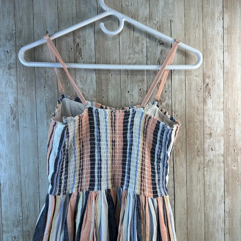 Free People Lilah Maxi Dress XS White Blue Pink Striped Convertible Strap‎ Boho